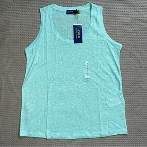 New Polo Ralph Lauren 100% Linen Tank Top Small Womens Seafoam Green Pony